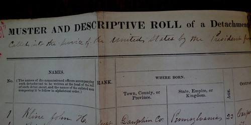 Muster roll 1st - 1st, pennsylvania